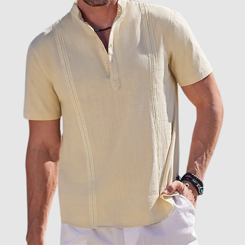 Men's summer loose and lazy wind ruffian handsome short-sleeved shirt