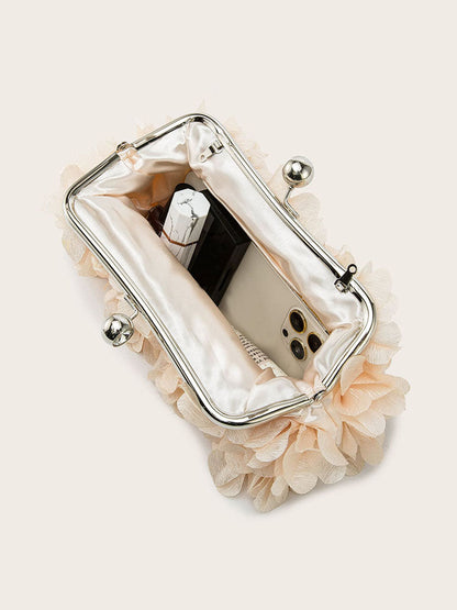 Women's Floral Decor Kiss Lock Clutch