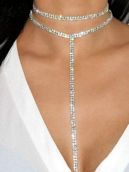 Women's Rhinestone Decor Y Lariat Necklace