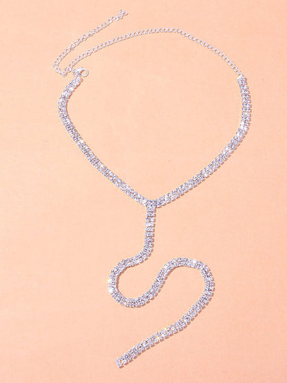 Women's Rhinestone Decor Y Lariat Necklace