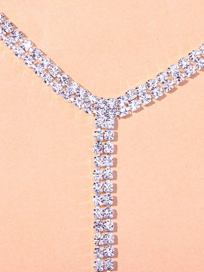 Women's Rhinestone Decor Y Lariat Necklace