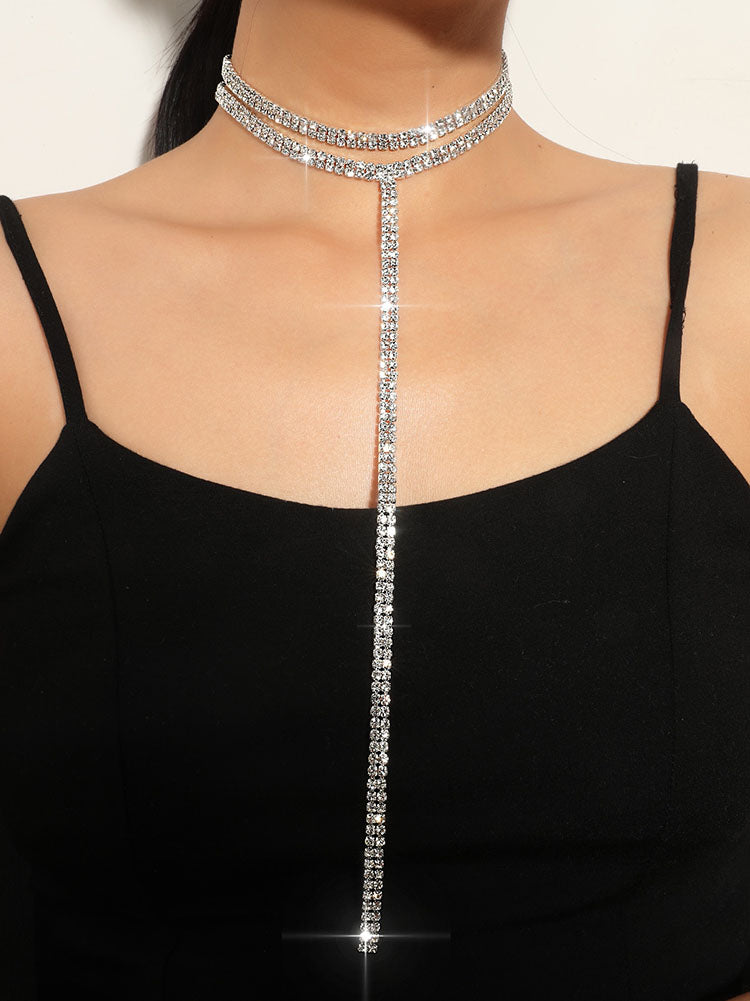 Women's Rhinestone Decor Y Lariat Necklace