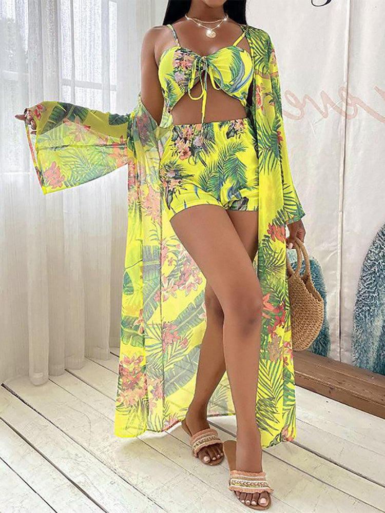 Floral Bikini Swimsuit & Beach Cover Up