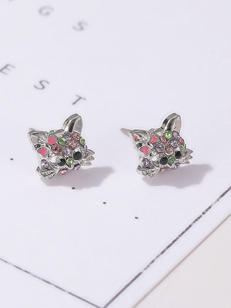 Women's Crystal Rainbow Cat Jewelry Set