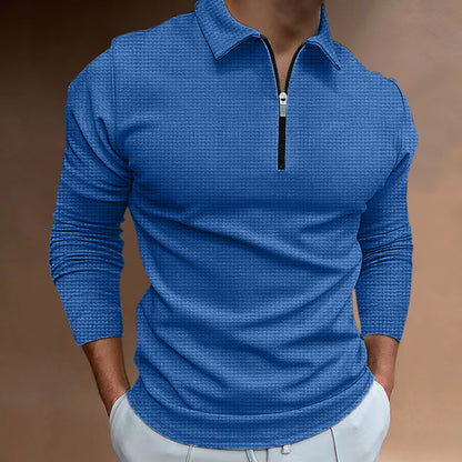 Men's new zip long sleeve T-shirt top