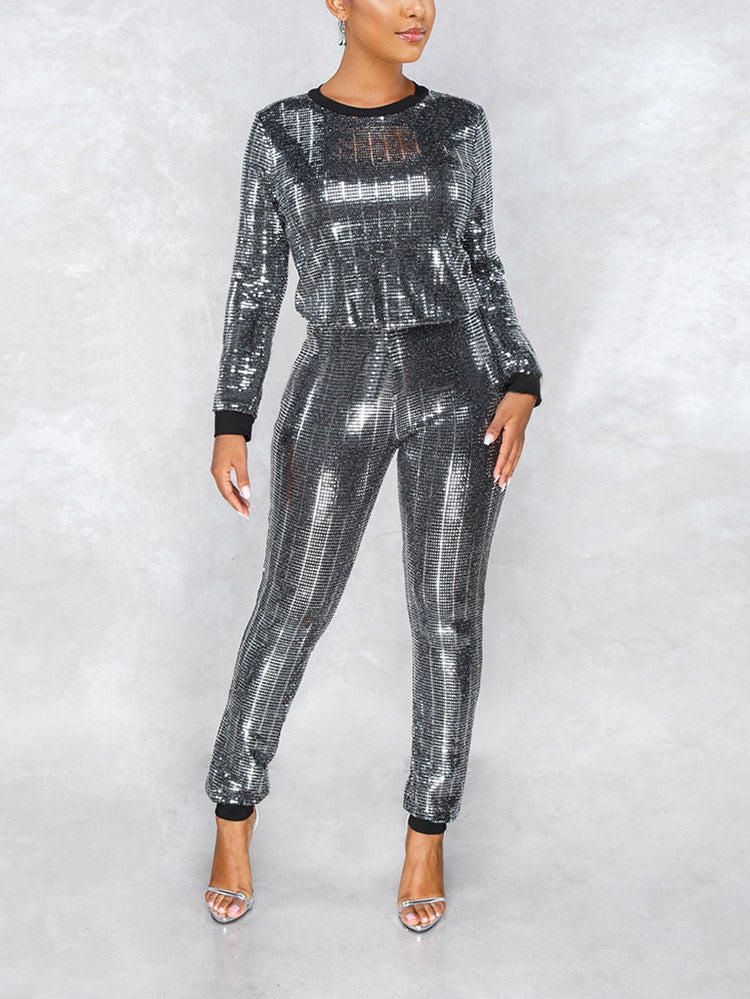 Women's Sequin Long Sleeves Set