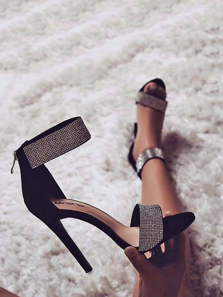 Rhinestone Ankle Strap Sandals