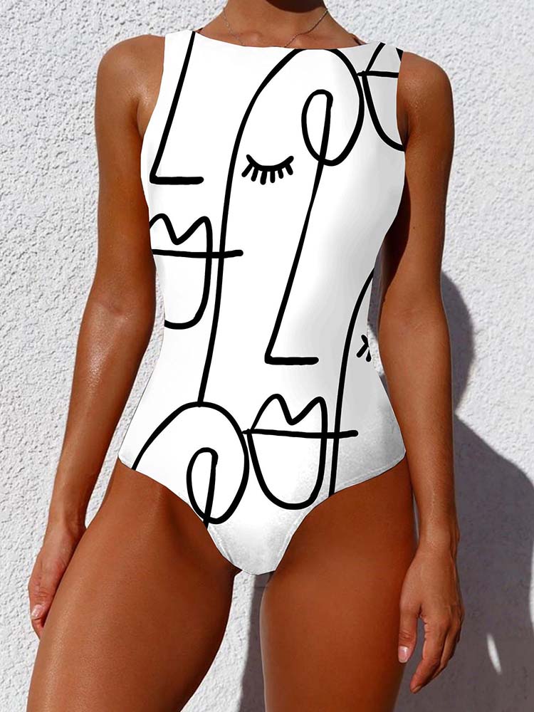 Abstract Painting One Piece Swimsuit