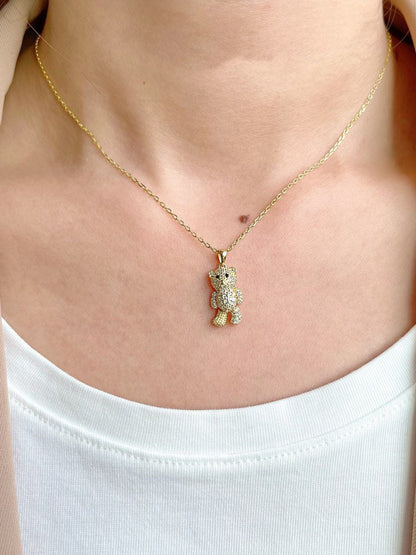 Women's Crystal Bear Necklace