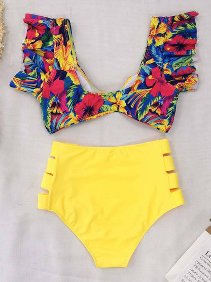 Floral Ruffle Bikini Set