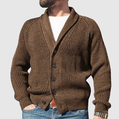 Men's Casual Breasted Lapel Long Sleeve Knit Cardigan