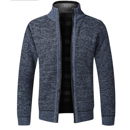 Men's autumn and winter stand collar zipper casual cardigan sweater jacket