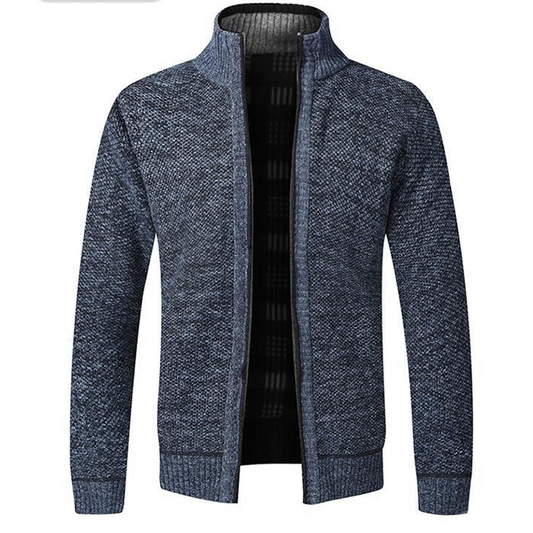 Men's autumn and winter stand collar zipper casual cardigan sweater jacket