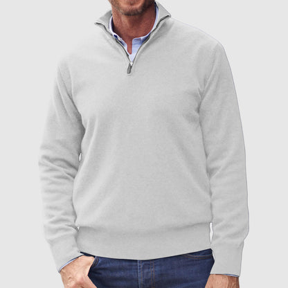 Men's Cashmere 1/4 Zipper Stand Collar Basic Sweater