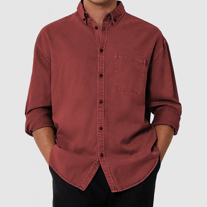 Men's Casual Premium Washed Cotton Pocket Shirt