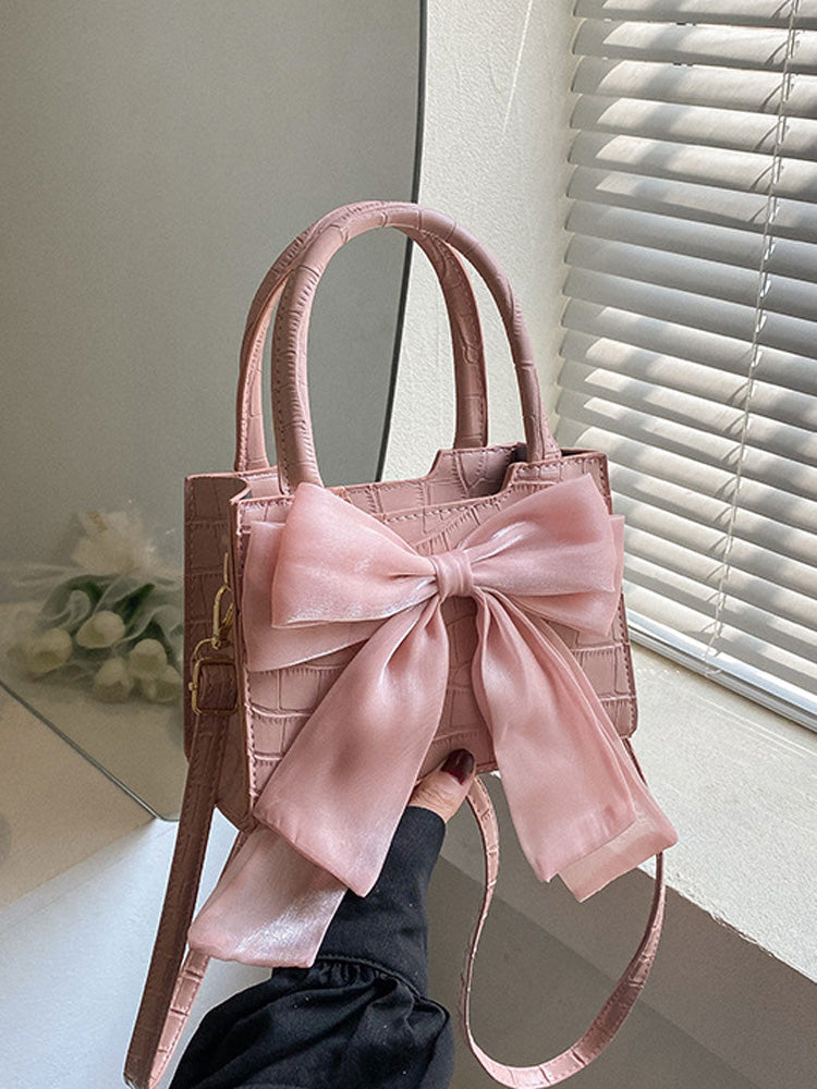 Women's Bow Decor PU Square Bag