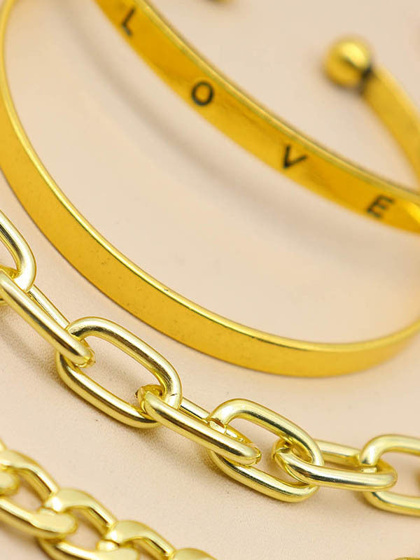 Women's Love Gold 4 Pieces Bracelet Set