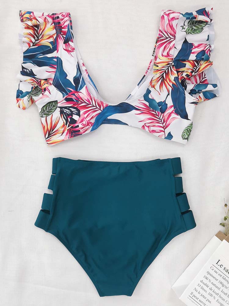 Floral Ruffle Bikini Set