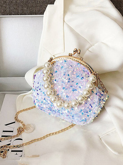 Women's Sequin Pearl Evening Mini Bag