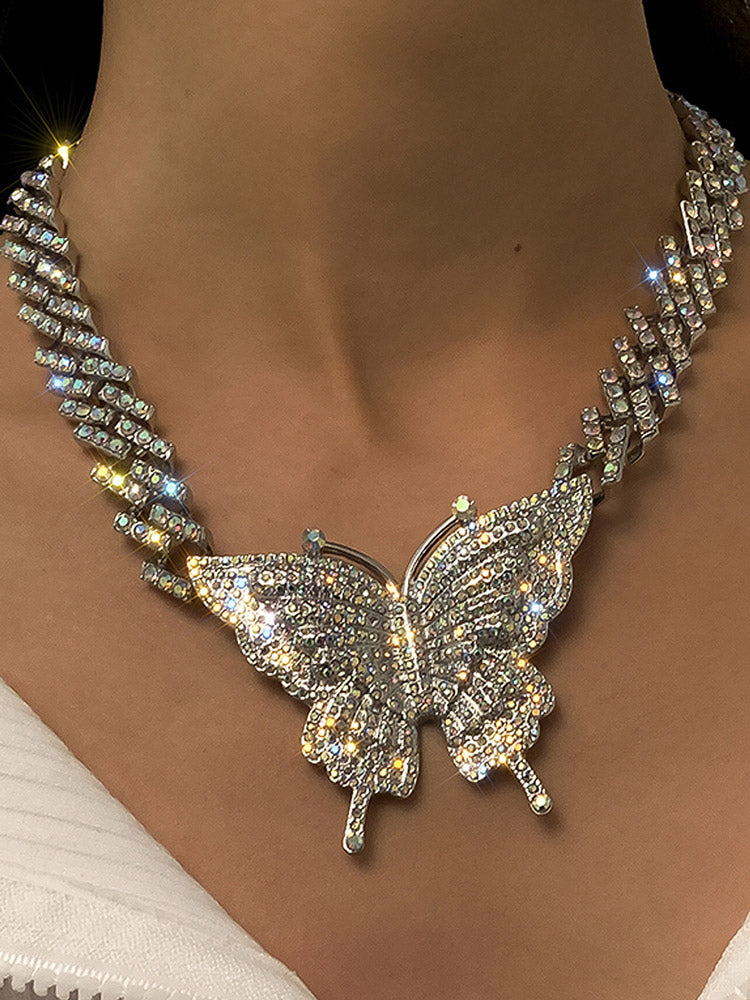 Women's Butterfly Rhinestone Necklace