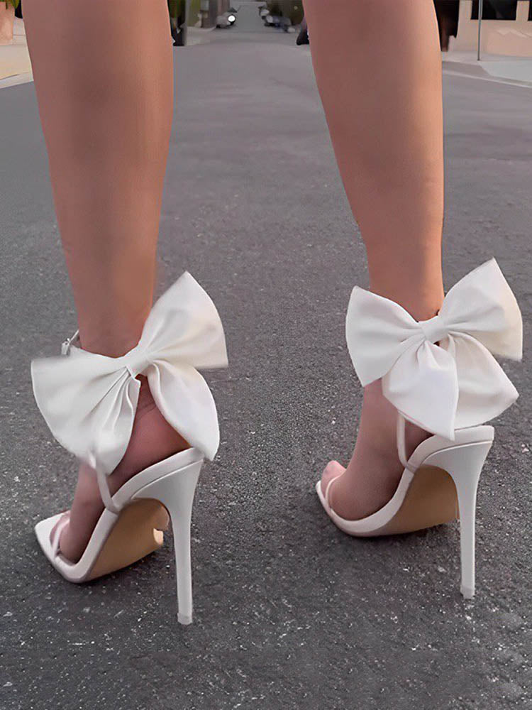 Fairytale Ankle Strap Bow Heel Sandals