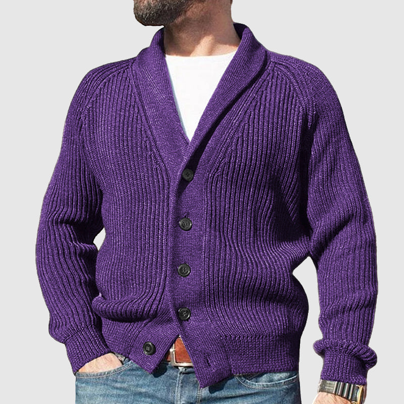 Men's Casual Breasted Lapel Long Sleeve Knit Cardigan