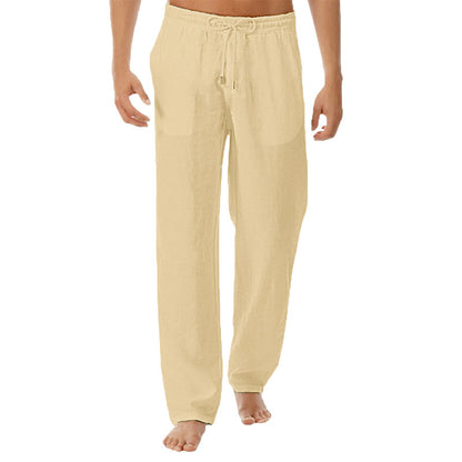 Men's Simple Fashion Solid Color Casual Cotton Linen Trousers