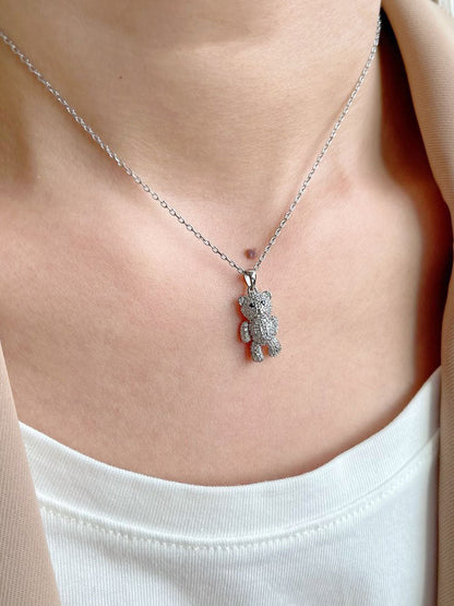 Women's Crystal Bear Necklace