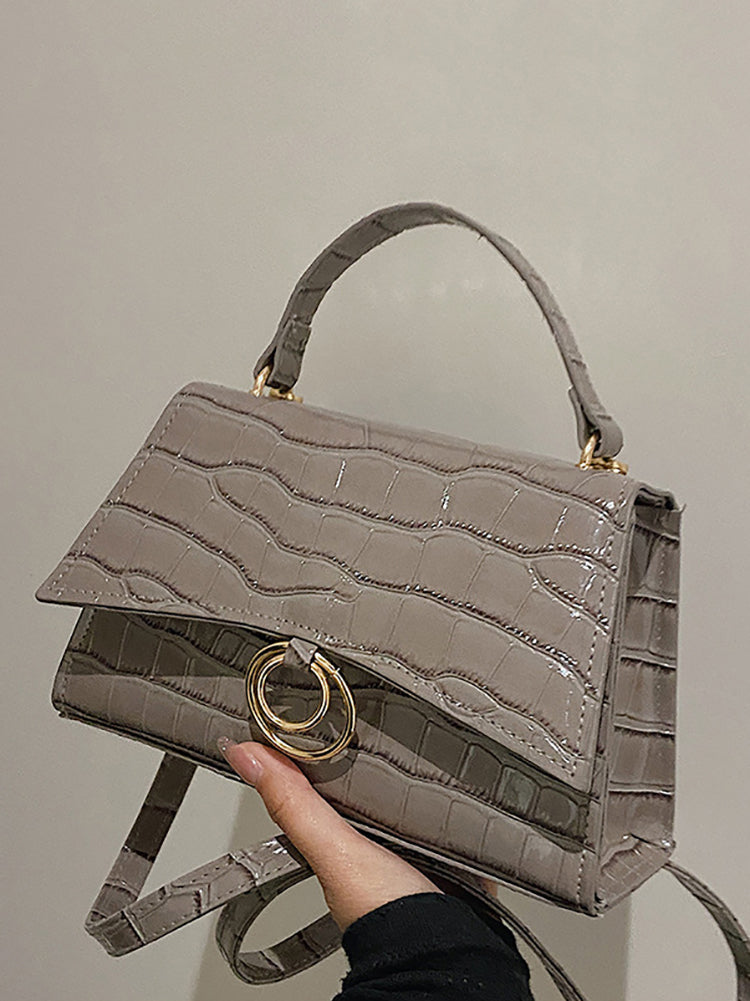 Women's Crocodile Embossed Satchel Square Bag