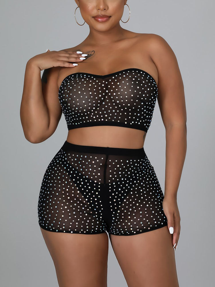 3PC Mesh Rhinestone Set