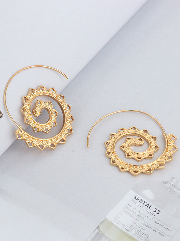 Women's Retro Swirl Hoop Earrings