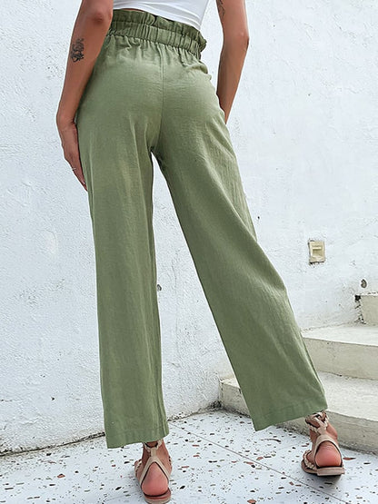 Women's Waist Design Solid Color All-Match Comfortable Casual Pants