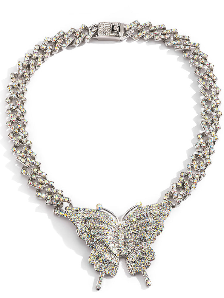 Women's Butterfly Rhinestone Necklace