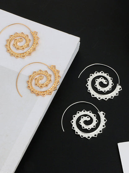 Women's Retro Swirl Hoop Earrings