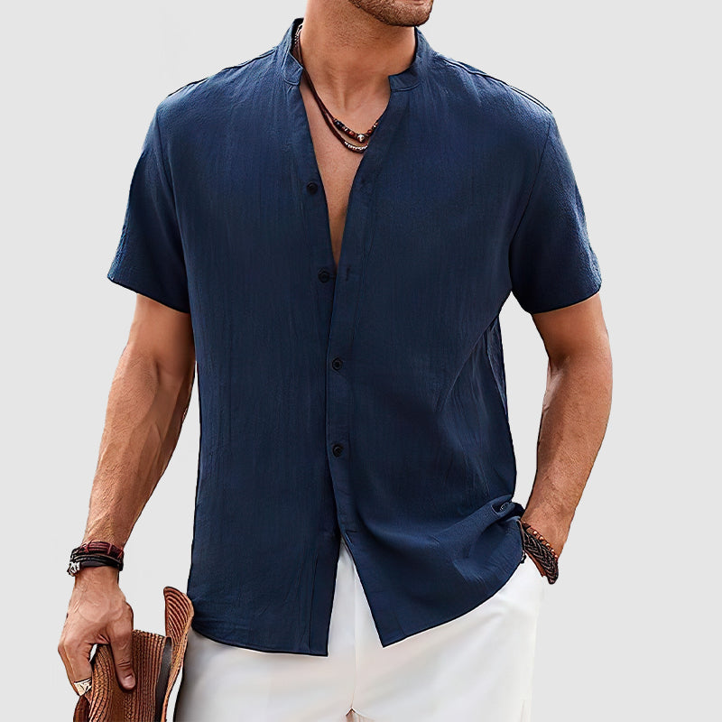 Men's Cotton Linen Short Sleeve Shirt