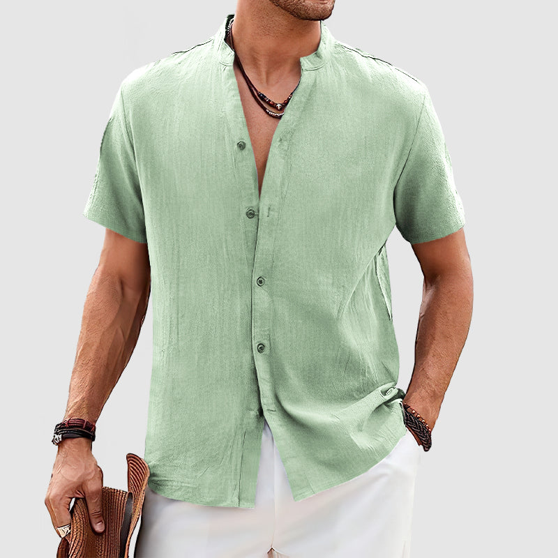 Men's Cotton Linen Short Sleeve Shirt