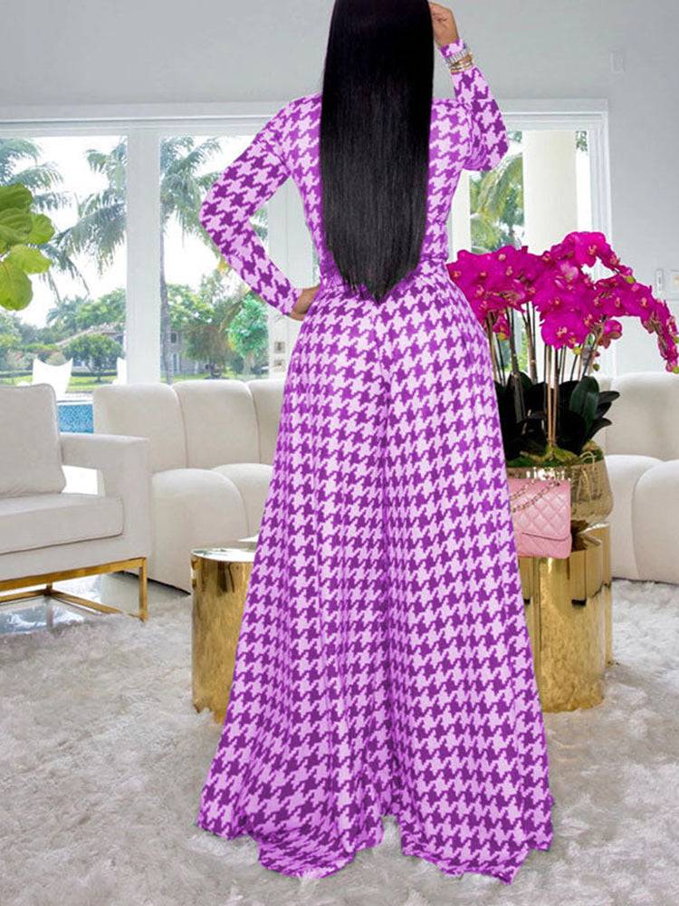 Plaid Long Sleeve Wide Leg Set