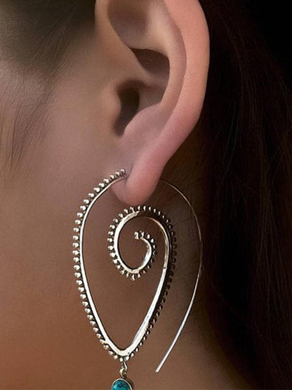 Women's Retro Swirl Hoop Earrings