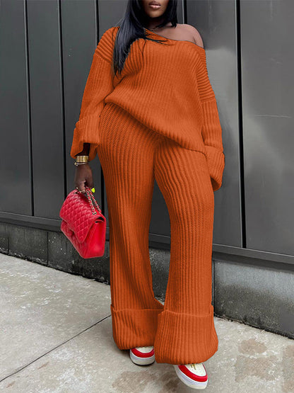 Ribbed Knit Sweater & Pants Set