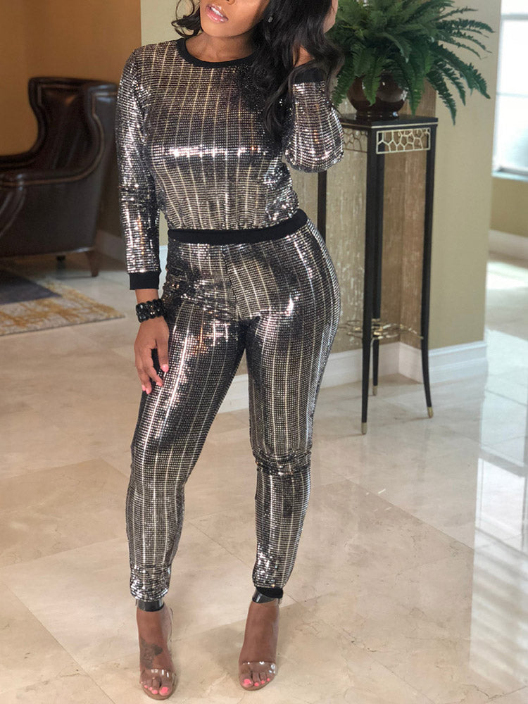 Women's Sequin Long Sleeves Set