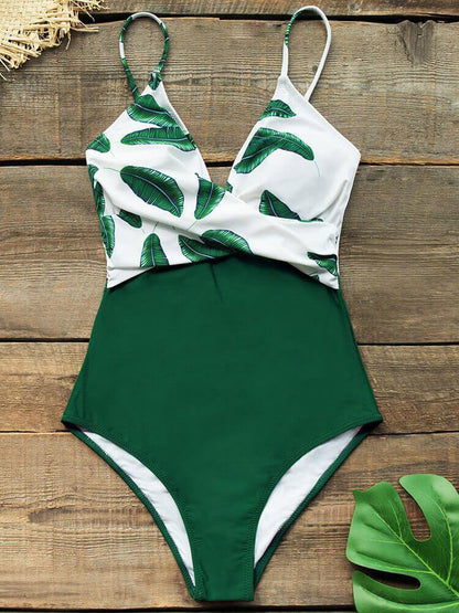 Leaf Twist-Front One Piece Swimsuit