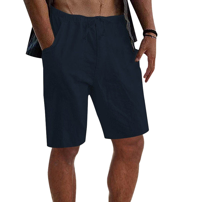 Men's Solid Color Cotton Linen Shorts Loose Outdoor Casual Pants