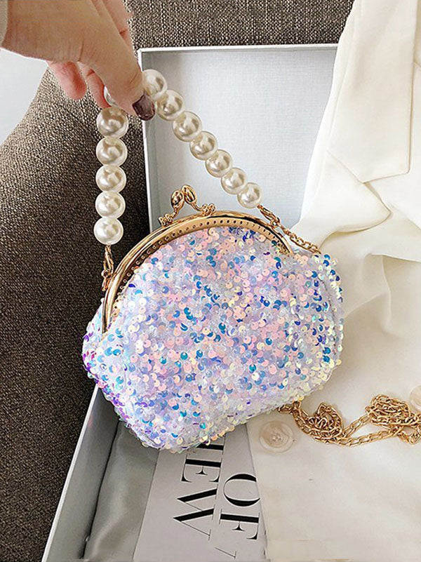 Women's Sequin Pearl Evening Mini Bag