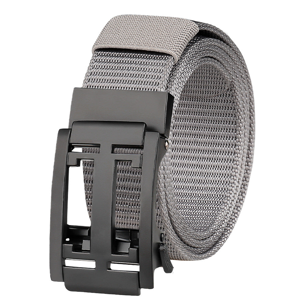 Men's Canvas Belt Alloy Automatic Buckle Nylon Belt