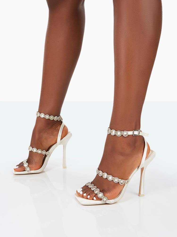 Diamante Square Toe Heels