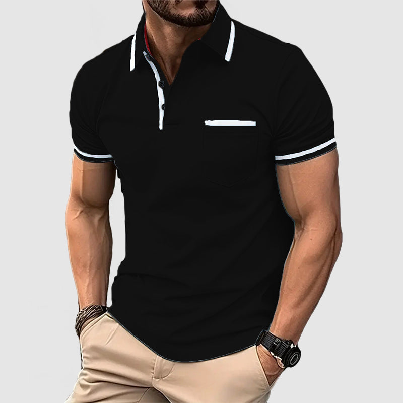 Men's Casual Cotton Colorblock Polo Shirt