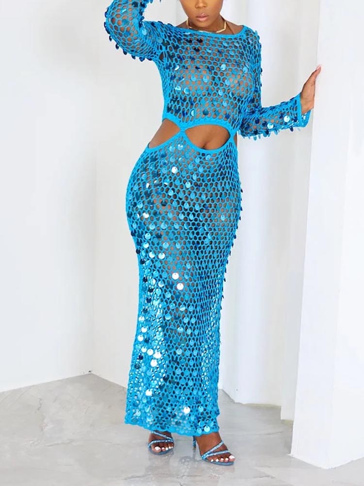 Sequin Crochet Dress Cover Up