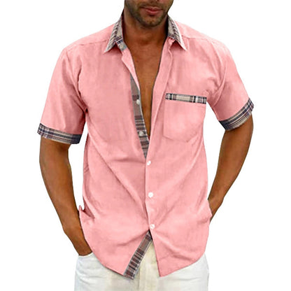 Men's Casual Plaid Collar Button Summer Shirt