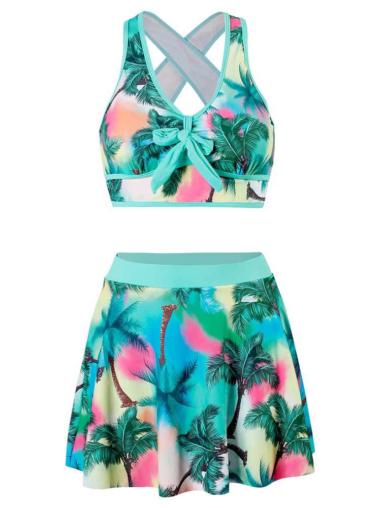 Printed Skirt Swimsuit