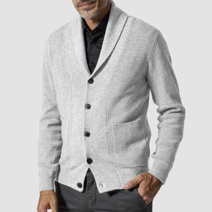 Gentlemen's Classic Casual Lapel Long Sleeve Cashmere Knit Cardigan